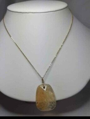 Handcrafted Peach Moss Agate Pendant Necklace